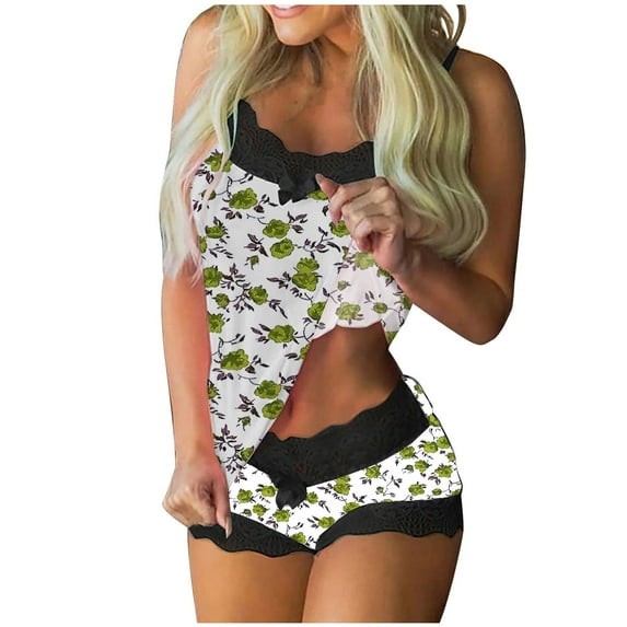 SwiftWear Womens Pajama Sets Cami and Shorts for Summer Soft Sleeveless Sleepwear Vintage Floral Pj Sets Cozy Loungewear S