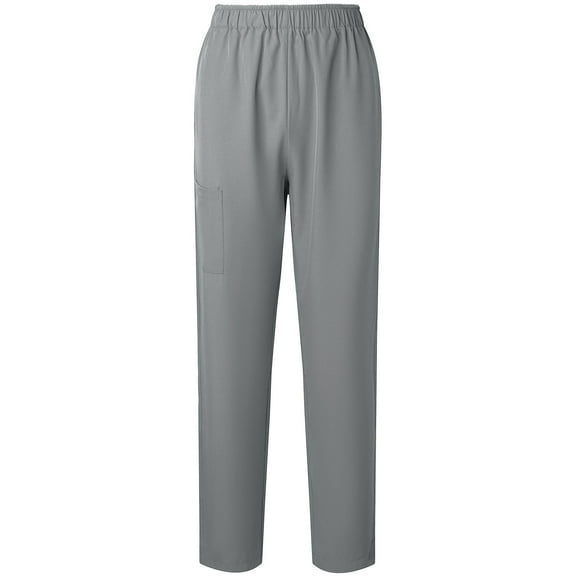 SwiftWear Womens Scrub Pants Solid Color Straight Leg Elastic High Waist Pull-on Pants with Cargo Pocket Workwear Gray M