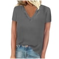 thumbnail image 1 of Nnhblu Womens Shirts Short Sleeve V Neck Womens Blouses Dressy Women Tops Dark Gray,S-XXL, 1 of 5