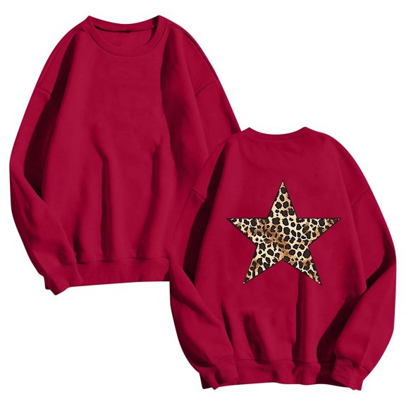 SwiftWear Womens Sweatshirt Long Sleeve Crew Neck Cute Graphic Tops for Women and Teen Girls Loose Fit Y2K Fall Outfits Wine