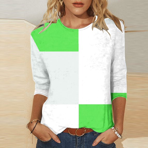 Yufatyle Womens Tops Fall Fashion 3/4 Length Sleeve Tee Tops Casual Crew Neck Shirts Loose Fit Blouses Tunics 3XL