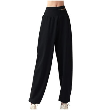 SwiftWear Workout Pants for Women Summer Elastic High Waisted Straight Leg Pants Loose Fit Sports Fitness Pants M