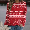 thumbnail image 1 of Yufatyle Xmas Sweatshirts Women Snowflake Deer Santa Pullover Tops Long Sleeve Crew Neck Christmas Shirts Holiday Gifts 2XL, 1 of 4