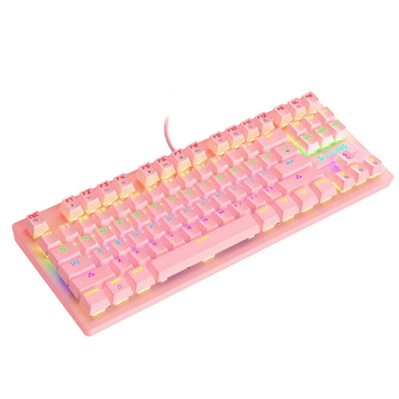 Yufenmy Clearance Tech Accessories Mechanical Keyboard 87 Keys Layout LED Backlit Blue Switches Wired