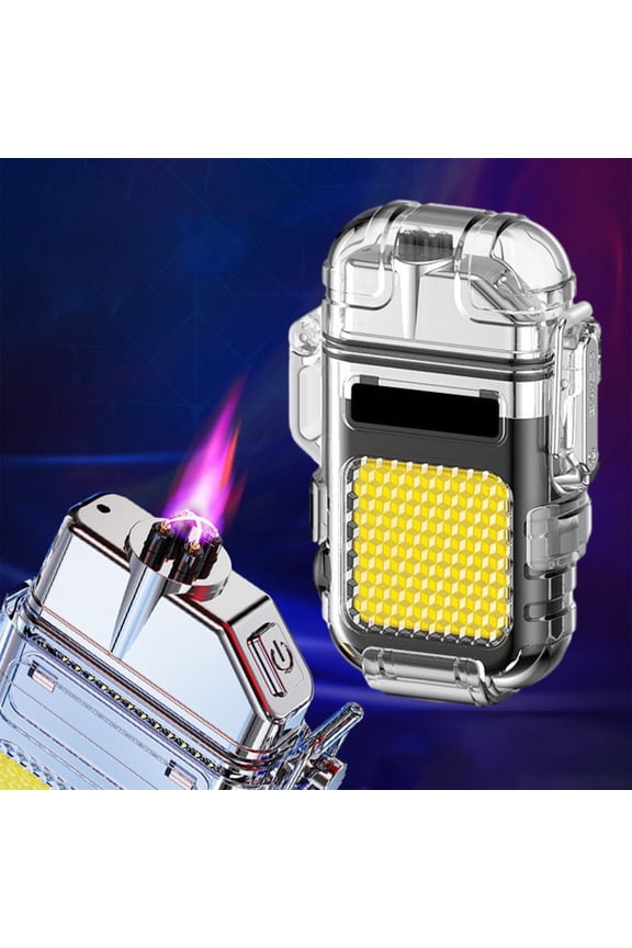 Essentials Electronic Lighters for Cigarettees Multifunctional Strong Keychain Light Lighter USB Charging Mini Portable Windproof Arc Lighters for Candles Camping BBQ