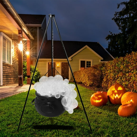 YZEGDCH Halloween Decorations Black Plastic Bowl Patio Witches Cauldron Hocus Pocus Candy Bucket Decoration for Porch Home Party