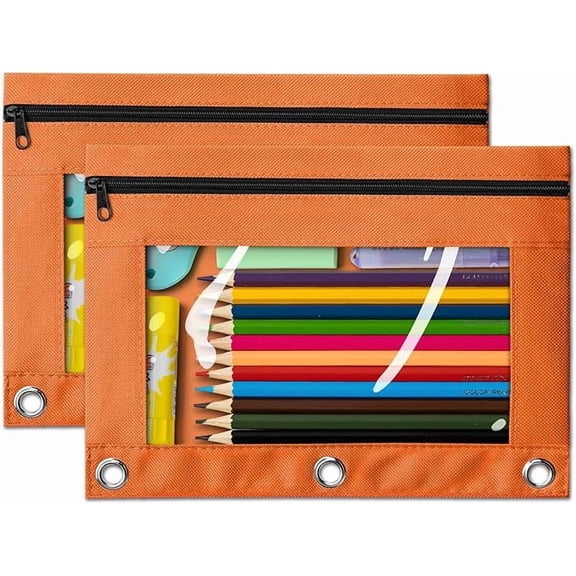 YZEGDCH Pencil Cases 2 Pack Clear Window Pencil Case with Smooth Zipper Sturdy and Durable Cloth Pencil Case with Clear Window for Office S*chool College Supplies All S*tudents C*hild T*eens Use