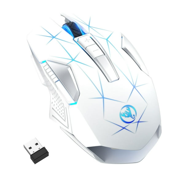 YZEGDCH Spring 2.4G Wireless Mouse Game USB Charge 2400DPI Adjustable-Gaming Mouse Mice for PC,White