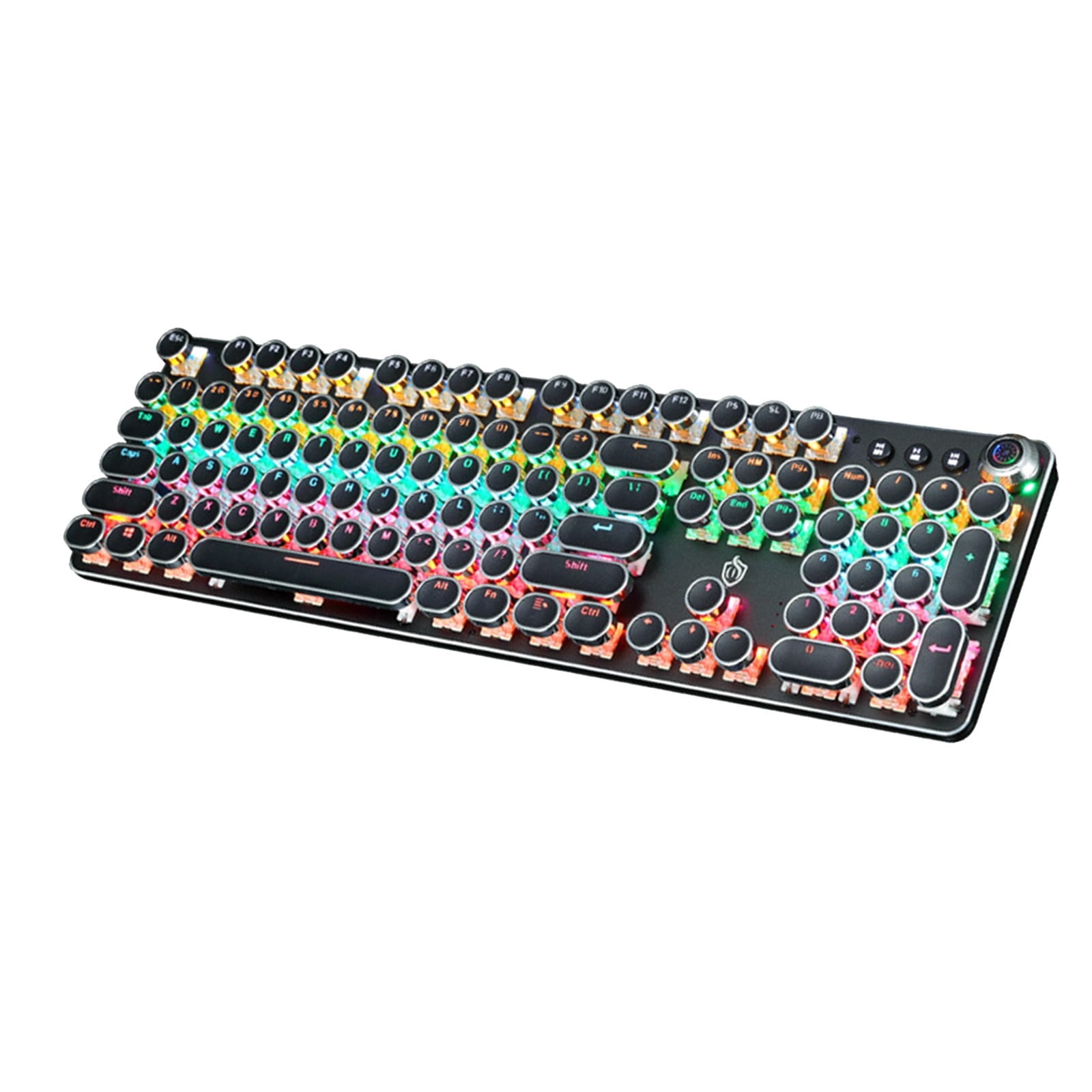 YZEGDCH Talet Keyboards Black Mechanical Steampunk Typewriter RGB Keyboard Cool Light Green