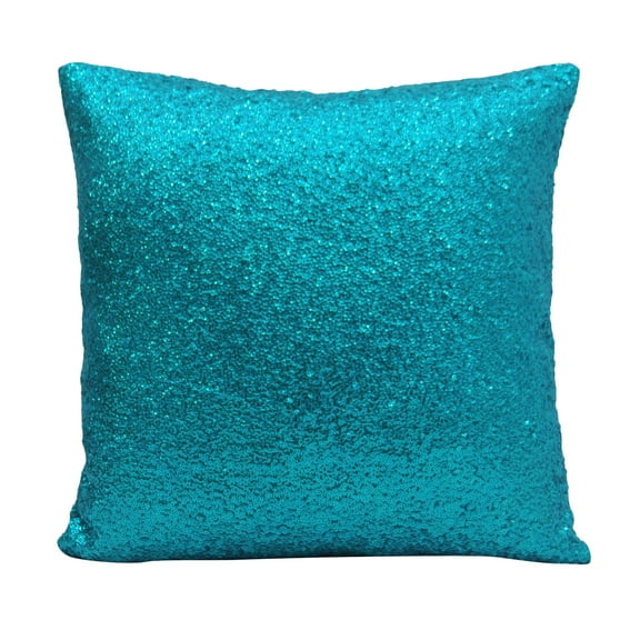 Yuga Decorative Shiny Metallic Blue Sequin Glitter Pillow Cover Throw Cushion Case 12 X 12 Inches