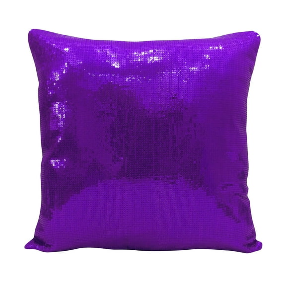 Yuga Metallic Purple Sequin Throw Cushion Cover Glitter Pillow Wedding Decor Lounge 18 X 18 Inches