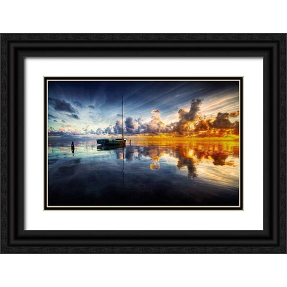 Yugawa, Mark 32x22 Black Ornate Wood Framed with Double Matting Museum Art Print Titled - A Time For Reflection