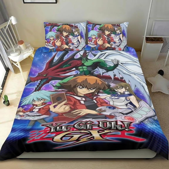Yugioh Themed Bed Sheet Set Three Piece Set 53x79 In ches Comfortable And Skin Friendly Unique Design Creating A Star Studded Night Home Decor Gifts For Family Friends fans