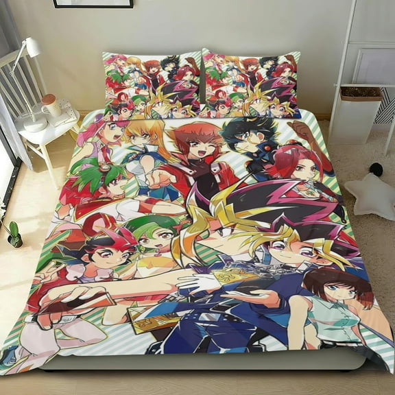 Yugioh Themed Bed Sheet Set Three Piece Set 53x79 In ches Comfortable And Skin Friendly Unique Design Creating A Star Studded Night Home Decor Gifts For Family Friends fans