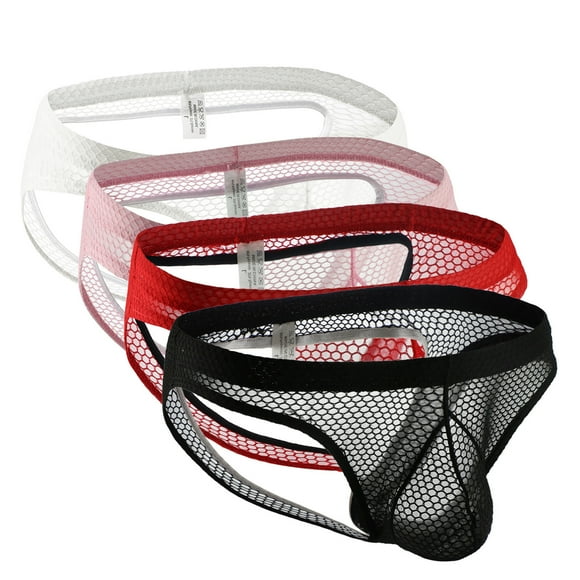 4PC Men's Sexy Underwear Briefs Mesh Breathable Underpants Lingerie for Bride to Be in