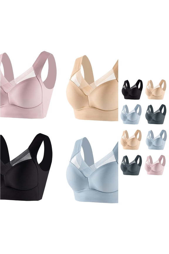 4PCS Minimizer Bras for Women Strapless Lace Tank Top Thin Side Fold Gather Adjustable Breathable Smooth Support Beige XXL