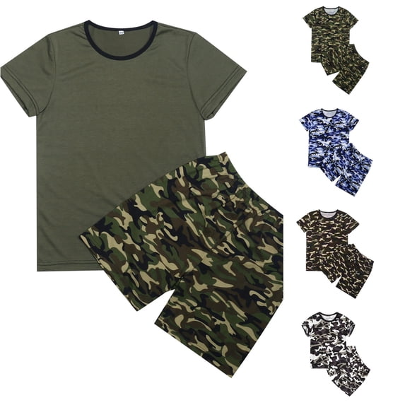 Yuhangmm Boys Girls T Shirts And Shorts Summer Short Set Graphic T Shirts Set 4t Boy Outfits Army Green 3-4 Years