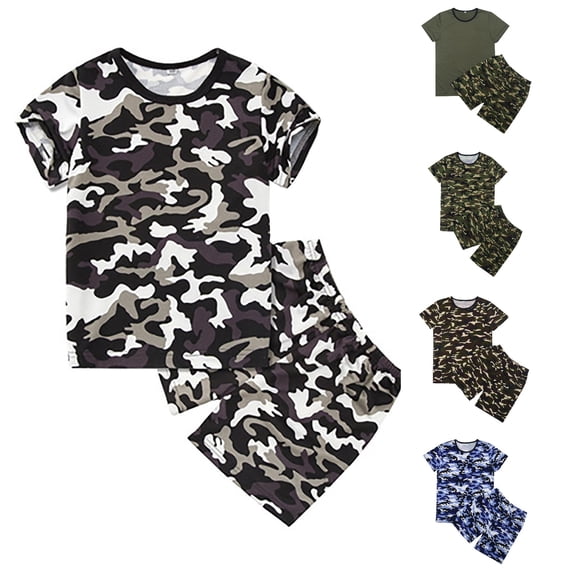 Yuhangmm Boys Girls T Shirts And Shorts Summer Short Set Graphic T Shirts Set 4t Boy Outfits Grey 7-8 Years