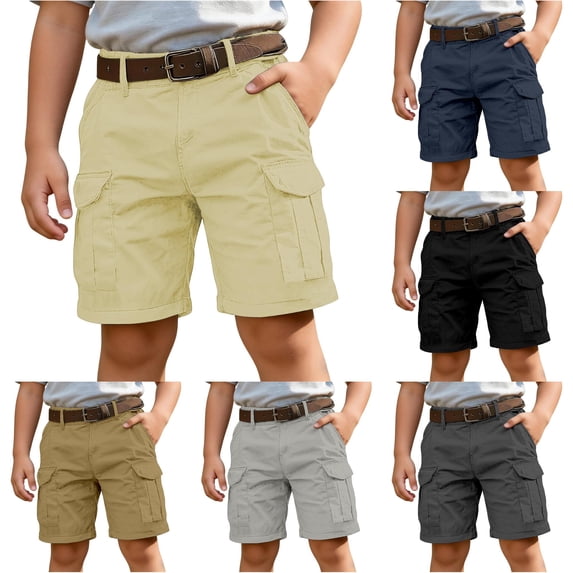 Yuhangmm Boys' Pants, Boys Cargo Shorts For Kids With Multiple Pockets Outdoor Play And Casual Summer Shorts For Boys Pants Large Khaki 9-10 Years