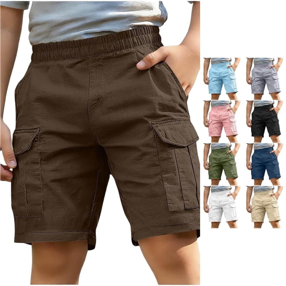 Yuhangmm Boys' Pants, Boys Casual Shorts Comfortable Cargo Pants For Autumn Fashion Kids Outdoor Play Wear Boys Athletic Clothes Brown 9-10 Years