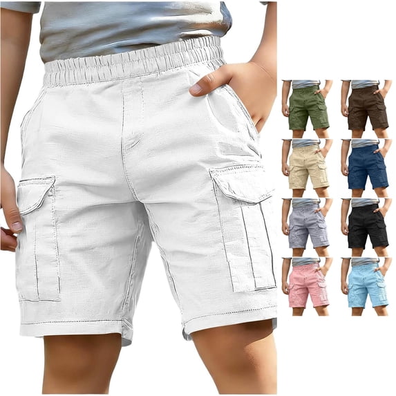 Yuhangmm Boys' Pants, Boys Casual Shorts Comfortable Cargo Pants For Autumn Fashion Kids Outdoor Play Wear Boys Athletic Clothes White 11-12 Years