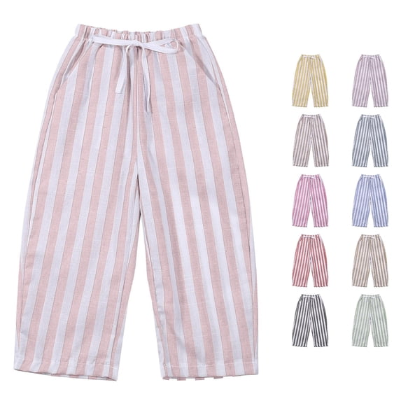 Yuhangmm Boys' Pants, Kids Baby Girl Striped Pants Daily Elastic Waist Pants Clothes 5t Pink 12-18 Months