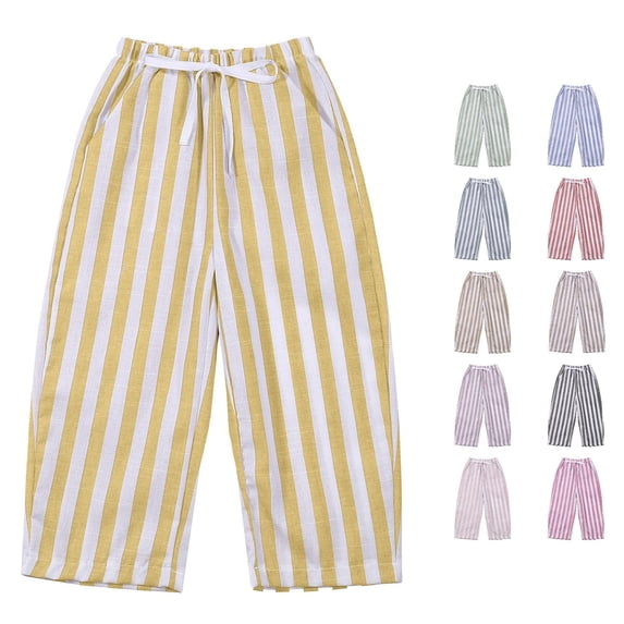 Yuhangmm Boys' Pants, Kids Baby Girl Striped Pants Daily Elastic Waist Pants Clothes 5t Yellow 12-18 Months