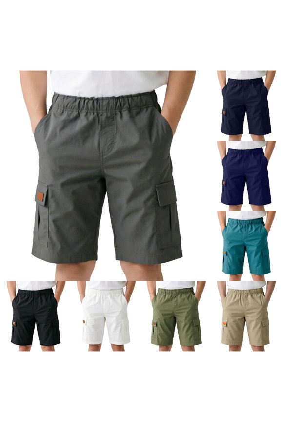 Yuhangmm Boys' Pants, Kids Boys Girls Elastic Waistband Cargo Shorts Pull On Jogger School Stretch Chino Twill Shorts With Pockets Referee Kids Boy Grey 13-14 Years