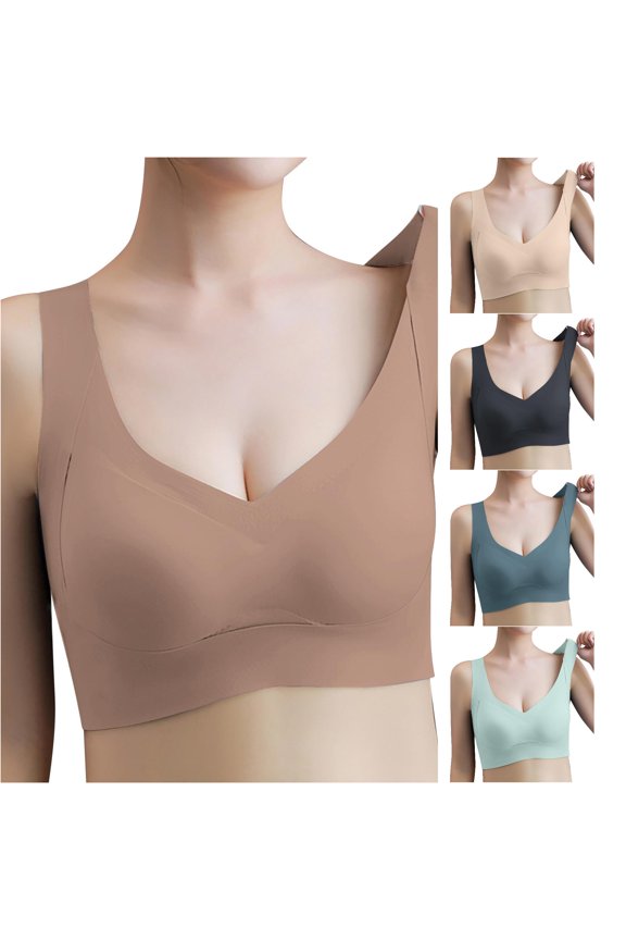 Bras for Women Full Coverage Seamless Front Yoga Bra Supportive Non Padded Sports Top with Side Coverage and Back Design for Fitness Coffee L
