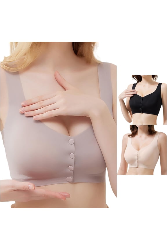 Bras for Older Women Post Recovery Front Closure Comfortable Versatile Breathable Support Light Gray XL