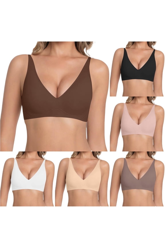 Bras for Women Full Coverage Comfort Seamless Bonded Padding Support Gentle Lift Breathable Smooth Lightweight Brown XXL