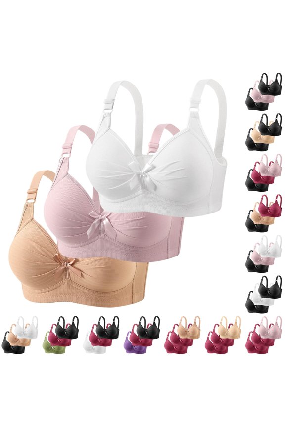 Bras for Women Full Coverage Elegant Bow Breathable Underwire Support T Shirt Blue 46