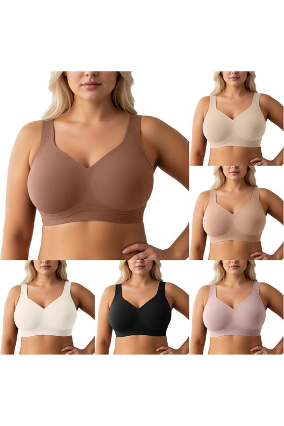 Bras for Women Full Coverage Supportive Wireless Full Coverage Seamless Comfort Fuller Cup Uplift Shape Plus Size Coffee M
