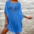 thumbnail image 1 of Yuhangmm Coverups for Bathing Suits, Swimwear Cover Up Lightweight Beach Cover Up Off Shoulder Plus Size Wrap With Tassels For Spring And Summer Platform Competitor Title Dark Blue One Size, 1 of 4
