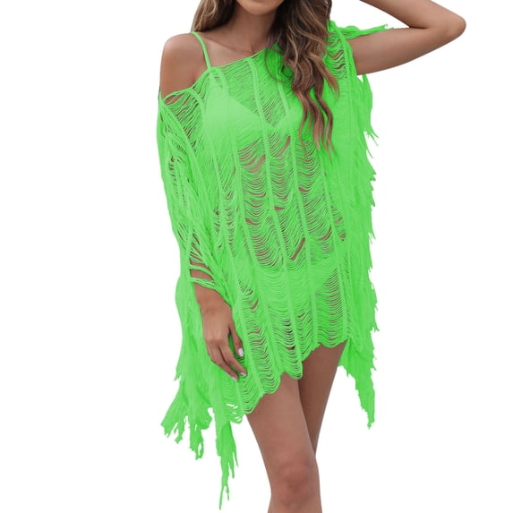 Yuhangmm Coverups for Bathing suits, Hot Summer Mesh Bathing Suit Cover Ups Beach Wear For Woman Green One Size