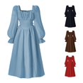thumbnail image 1 of Yuhangmm Girls Summer Dress, French Square Neck Girls Party Dress With Puff Sleeves Elegant Waist Defining Flared Gown For Autumn Fall Dress for Kids Blue 12-13 Years, 1 of 5