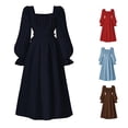 thumbnail image 1 of Yuhangmm Girls Summer Dress, French Square Neck Girls Party Dress With Puff Sleeves Elegant Waist Defining Flared Gown For Autumn Fall Dress for Kids Navy 11-12 Years, 1 of 5
