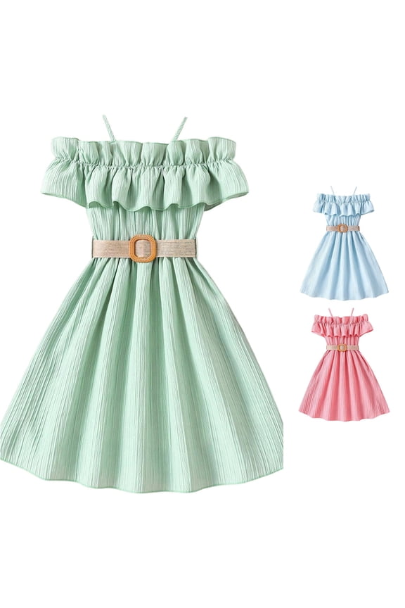 Yuhangmm Girls Summer Dress, Toddler Girls Sleeveless Solid Dress Dance Party Dresses Clothes Toddler Girl Dresses Green 10-11 Years