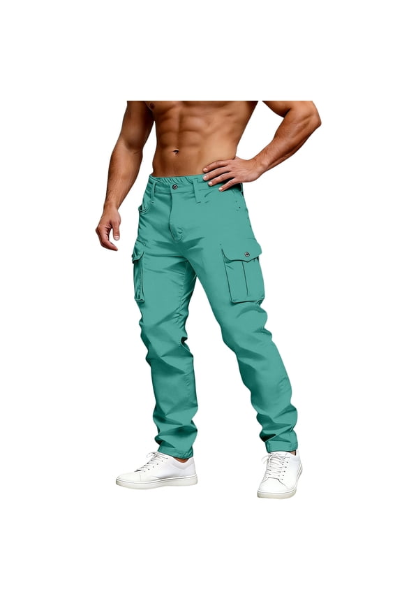 Gradient Print Cargo Pants With Side Pockets Utility Trousers For Outdoor Casual Wear Style Work Green XL