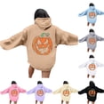 thumbnail image 1 of Yuhangmm Halloween Sweatshirts for Women Halloween Printed Hooded Crew Neck Long Sleeve Sweatshirt Seasonal Graphic Brown S, 1 of 6