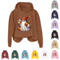 thumbnail image 1 of Yuhangmm Halloween Sweatshirts for Women Halloween Sweatshirt Letter Graphic Tee Oversized Pullovers Loose Tops with Cute Design Coffee XL, 1 of 4