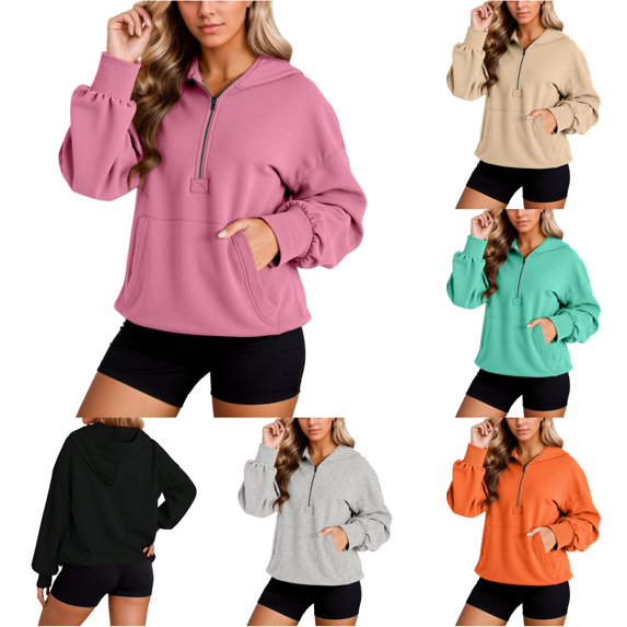 Yuhangmm Hooded Sweatshirt Women Zip Up Hoodie Pullover Long Sleeve Pocket Drawstring Casual Sweatshirt for Comfortable Winter Style with Cozy Material Purple L