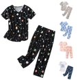 thumbnail image 1 of Yuhangmm Ladies Pajamas Sets Cotton Pajamas Short Sleeve Top Capri Pants Sleepwear Plus Size Black XL, 1 of 4