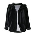 thumbnail image 1 of Yuhangmm Men Shirts Spring and Summer Loose Shirt with Hood and Long Sleeve Solid Color Sun Lightweight Casual Top Black L, 1 of 4