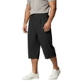 thumbnail image 1 of Yuhangmm Men Spring Summer Outdoor Casual Straight Leg Flowy Wide Solid Cropped Pants Black XXL, 1 of 5