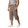 thumbnail image 1 of Yuhangmm Men Spring Summer Outdoor Casual Straight Leg Flowy Wide Solid Cropped Pants Coffee XXL, 1 of 5