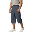thumbnail image 1 of Yuhangmm Men Spring Summer Outdoor Casual Straight Leg Flowy Wide Solid Cropped Pants Grey XL, 1 of 5