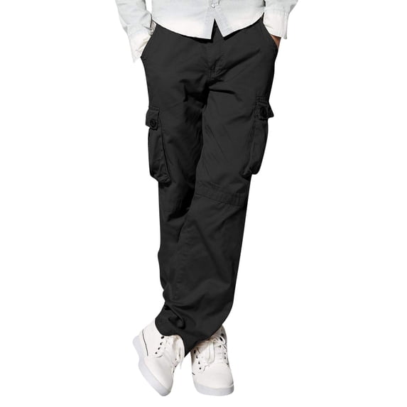 Yuhangmm Men's Cargo Pants for Daily Workwear and Outdoor Adventures with and Multiple Pockets Black M