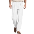 thumbnail image 1 of Yuhangmm Men's Casual Pants - Fold Wide Leg Flat Front Elastic Waist Belted Relaxed Fit for Everyday Wear White XL, 1 of 8