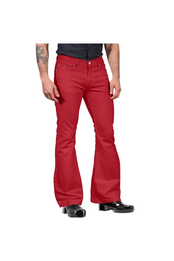 Men's Casual Pants - Timeless Solid Color Pocket Bottoms for Everyday Comfort and Versatile Everyday Wear Red L